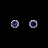 14K White Gold 1.97ctw Tanzanite And Diamond Halo Stud Earrings