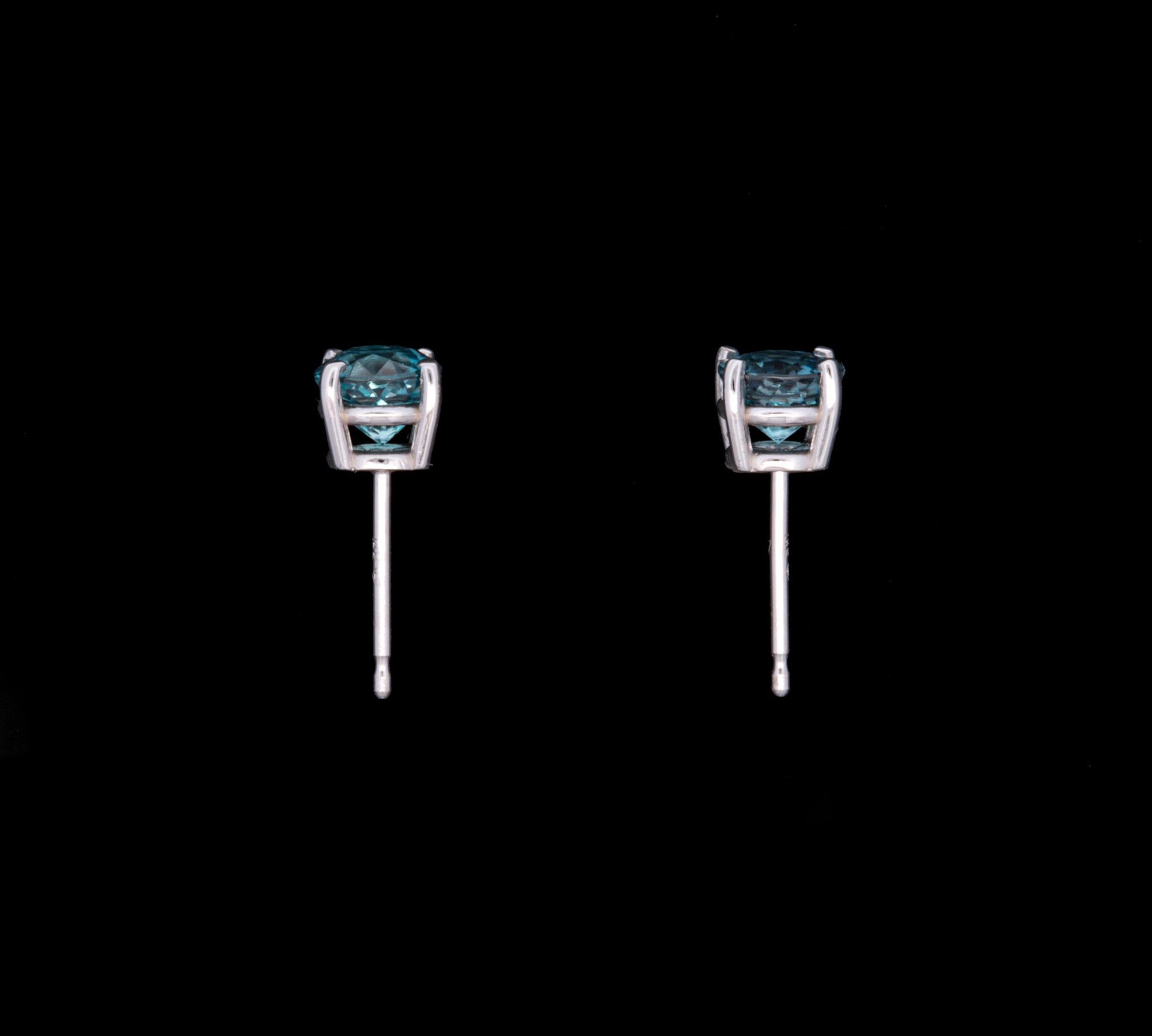 14K White Gold 1.79ctw Blue Zircon Stud Earrings