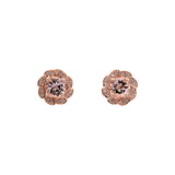 14K Rose Gold Morganite And Diamond Halo Stud Earrings