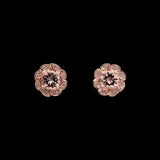 14K Rose Gold Morganite And Diamond Halo Stud Earrings
