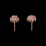14K Rose Gold Morganite And Diamond Halo Stud Earrings