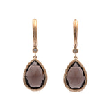 14K Yellow Gold Smoky Quartz And Diamond Drop Earrings