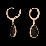14K Yellow Gold Smoky Quartz And Diamond Drop Earrings
