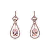 14K Rose Gold Oval Morganite And Diamond Drop Earrings