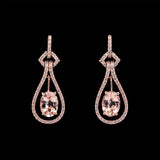 14K Rose Gold Oval Morganite And Diamond Drop Earrings