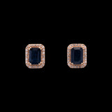 14K Yellow Gold Sapphire And Diamond Halo Stud Earrings