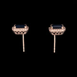 14K Yellow Gold Sapphire And Diamond Halo Stud Earrings