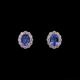 14K White Gold 1.65ctw Tanzanite And Diamond Halo Stud Earrings