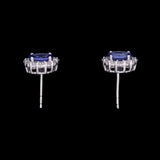 14K White Gold 1.65ctw Tanzanite And Diamond Halo Stud Earrings