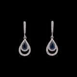 14K White Gold Sapphire And Diamond Drop Earrings