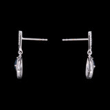 14K White Gold Sapphire And Diamond Drop Earrings