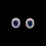 14K White Gold Sapphire And Diamond Halo Stud Earrings