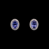 14K White Gold 1.68ctw Tanzanite And Diamond Halo Stud Earrings