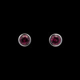 14K White Gold Bezel Set Canadian Garnet Stud Earrings