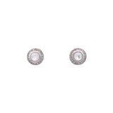14K White Gold Mother Of Pearl And Diamond Halo Earrings