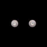 14K White Gold Mother Of Pearl And Diamond Halo Earrings