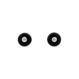 14K White Gold Onyx And Diamond Earrings