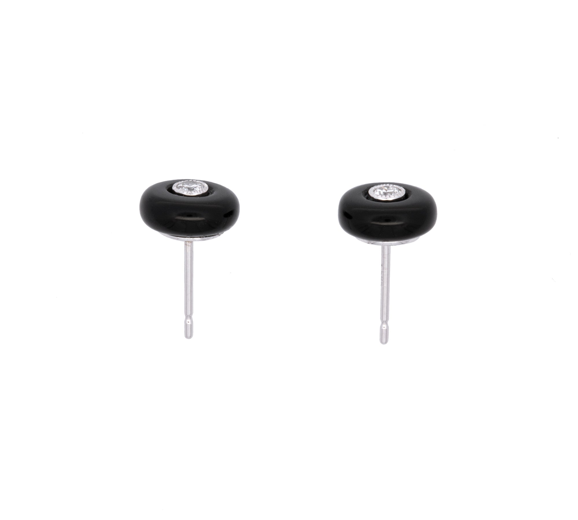 14K White Gold Onyx And Diamond Earrings