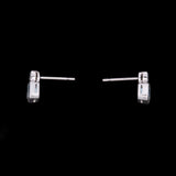14K White Gold Aquamarine Stud Earrings With Diamond Accents