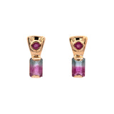 14K Yellow Gold Watermelon Tourmaline Stud Earrings