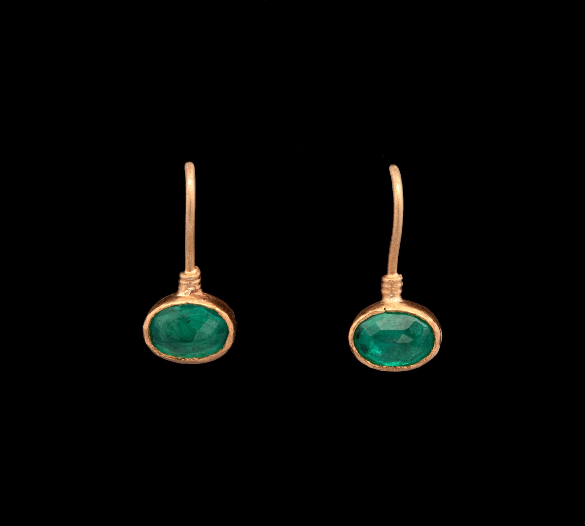 24K And 18K Yellow Good Emerald Drop Earrings