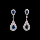 18K White Gold Sapphire And Diamond Drop Earrings
