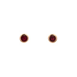 14K Yellow Gold Bezel Set Ruby Stud Earrings