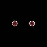 14K Yellow Gold Bezel Set Ruby Stud Earrings