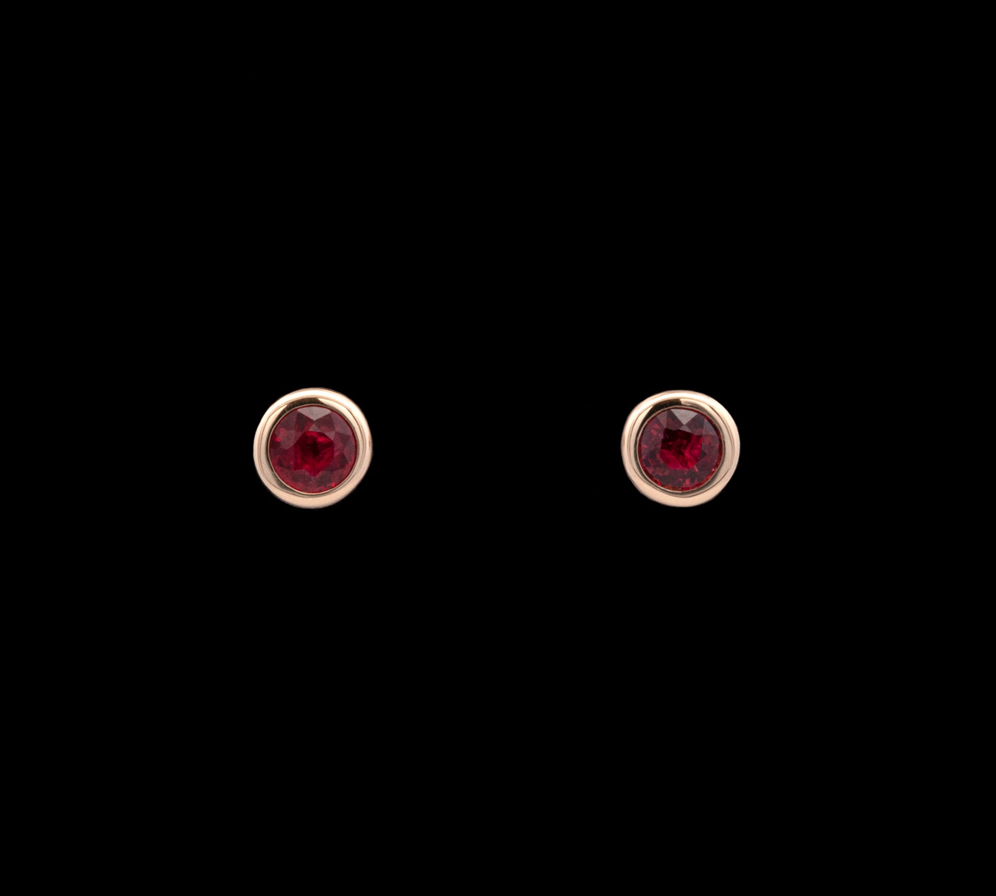 14K Yellow Gold Bezel Set Ruby Stud Earrings
