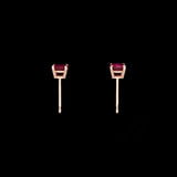 18K Yellow Gold Four Prong 0.62ctw Ruby Stud Earrings