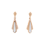 14K Yellow Gold Mother Of Pearl And Diamond Drop Earring