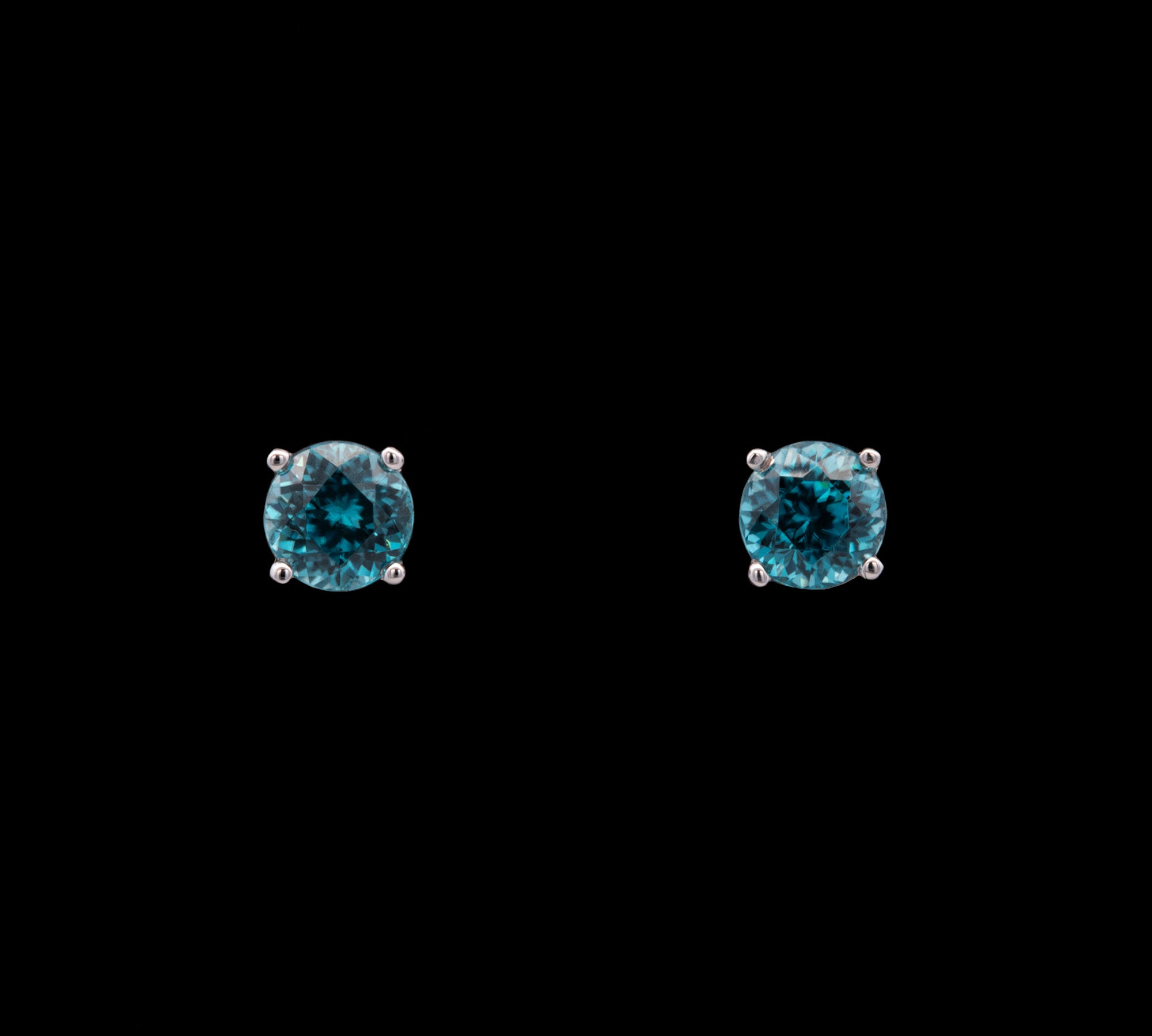 14K White Gold 2.37ctw Blue Zircon Stud Earring