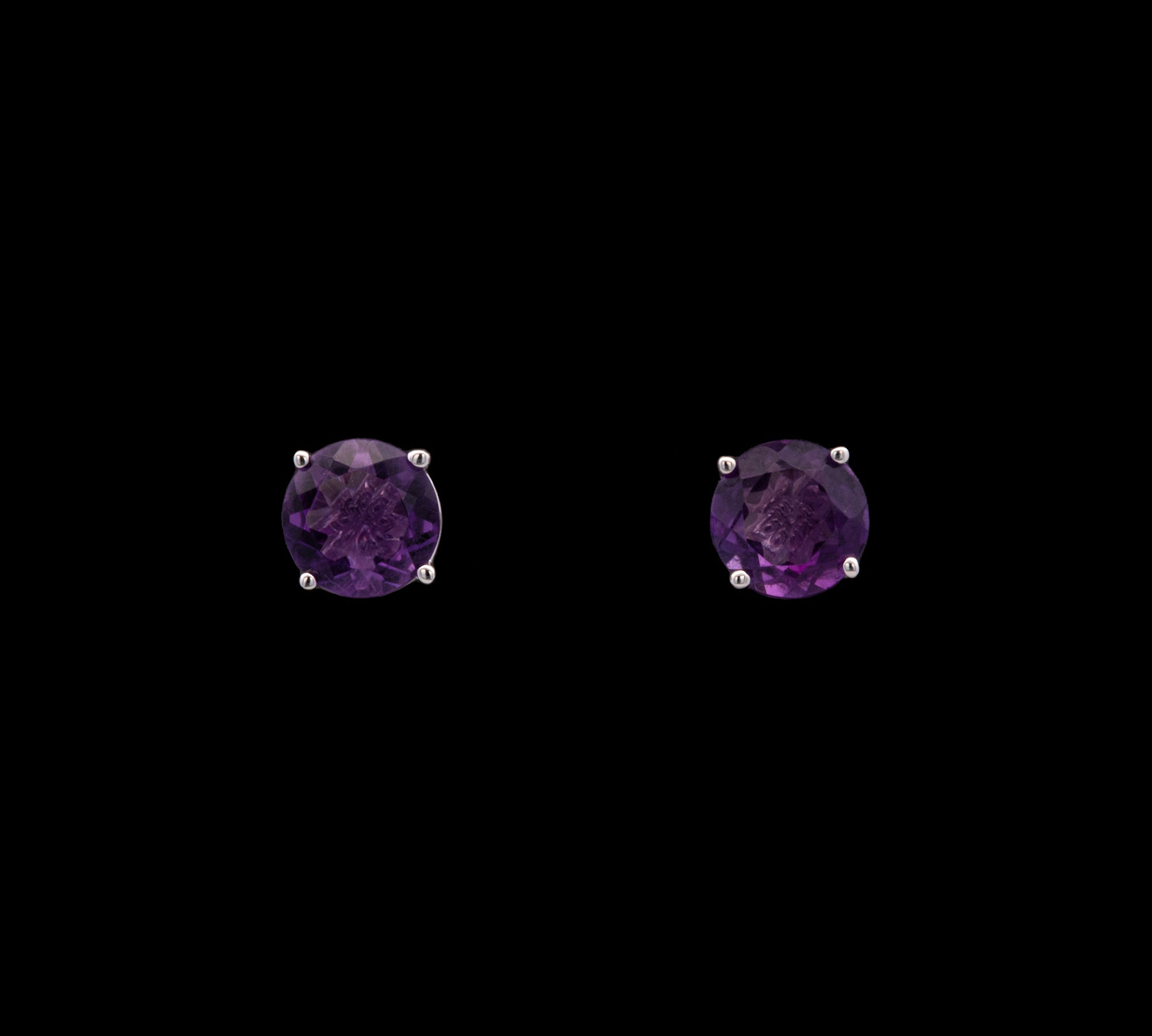 14K White Gold Amethyst Stud Earrings