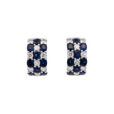 18K White Gold Three Row Sapphire And Diamond Huggie Earrings