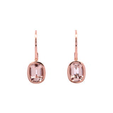 18K Rose Gold Bezel Set Cushion Cut Morganite Drop Earrings With Leaver Backs