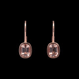 18K Rose Gold Bezel Set Cushion Cut Morganite Drop Earrings With Leaver Backs