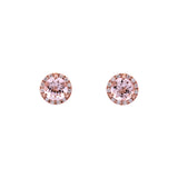 14K Rose Gold Morganite And Diamond Halo Stud Earrings