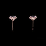 14K Rose Gold Morganite And Diamond Halo Stud Earrings