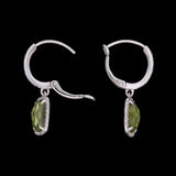 14K White Gold Peridot And Diamond Halo Drop Earrings With Leaver Backs