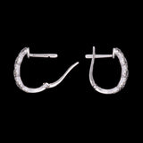 14K White Gold Sapphire And Diamond Geometric Hoop Earrings With Leaver Backs