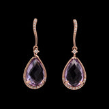 14K Rose Gold Amethyst And Diamond Halo Drop Earring