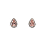 14K Rose Gold Morganite And Diamond Halo Stud Earrings