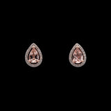 14K Rose Gold Morganite And Diamond Halo Stud Earrings