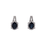 14K White Gold Sapphire And Diamond Halo Drop Earrings