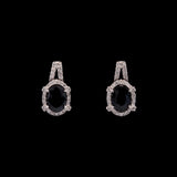 14K White Gold Sapphire And Diamond Halo Drop Earrings