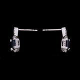 14K White Gold Sapphire And Diamond Halo Drop Earrings