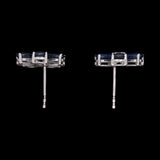 14K White Gold Sapphire And Diamond Flower Stud Earrings