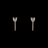 14K Yellow Gold Cornflower Blue Sapphire Stud Earrings