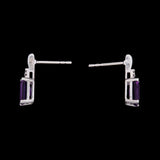 14K White Gold Amethyst And Diamond Stud Earrings