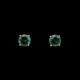 14K White Gold Green Tourmaline Four Prong Stud Earrings